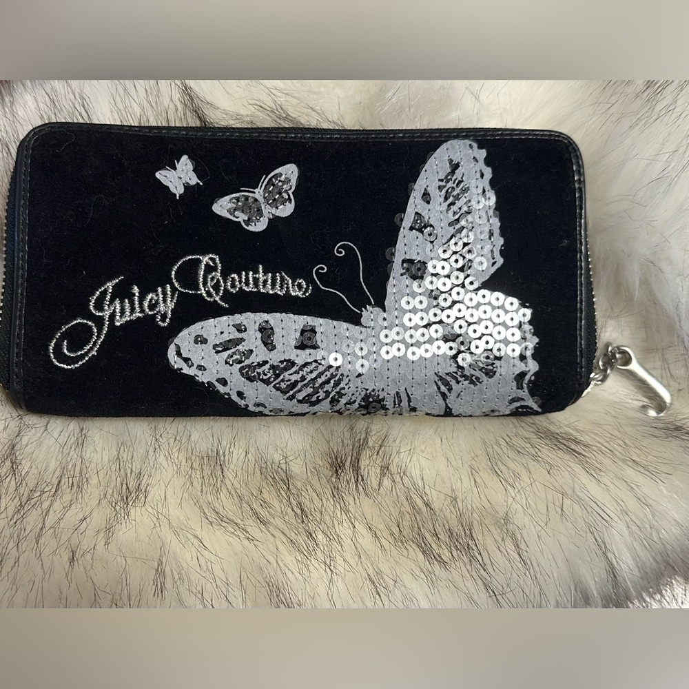 Juicy Couture Black and Silver Butterfly Clutch